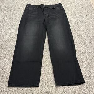 Madewell Low Slung Straight Jeans 31 Black Grunge Denim Casual Button Fly